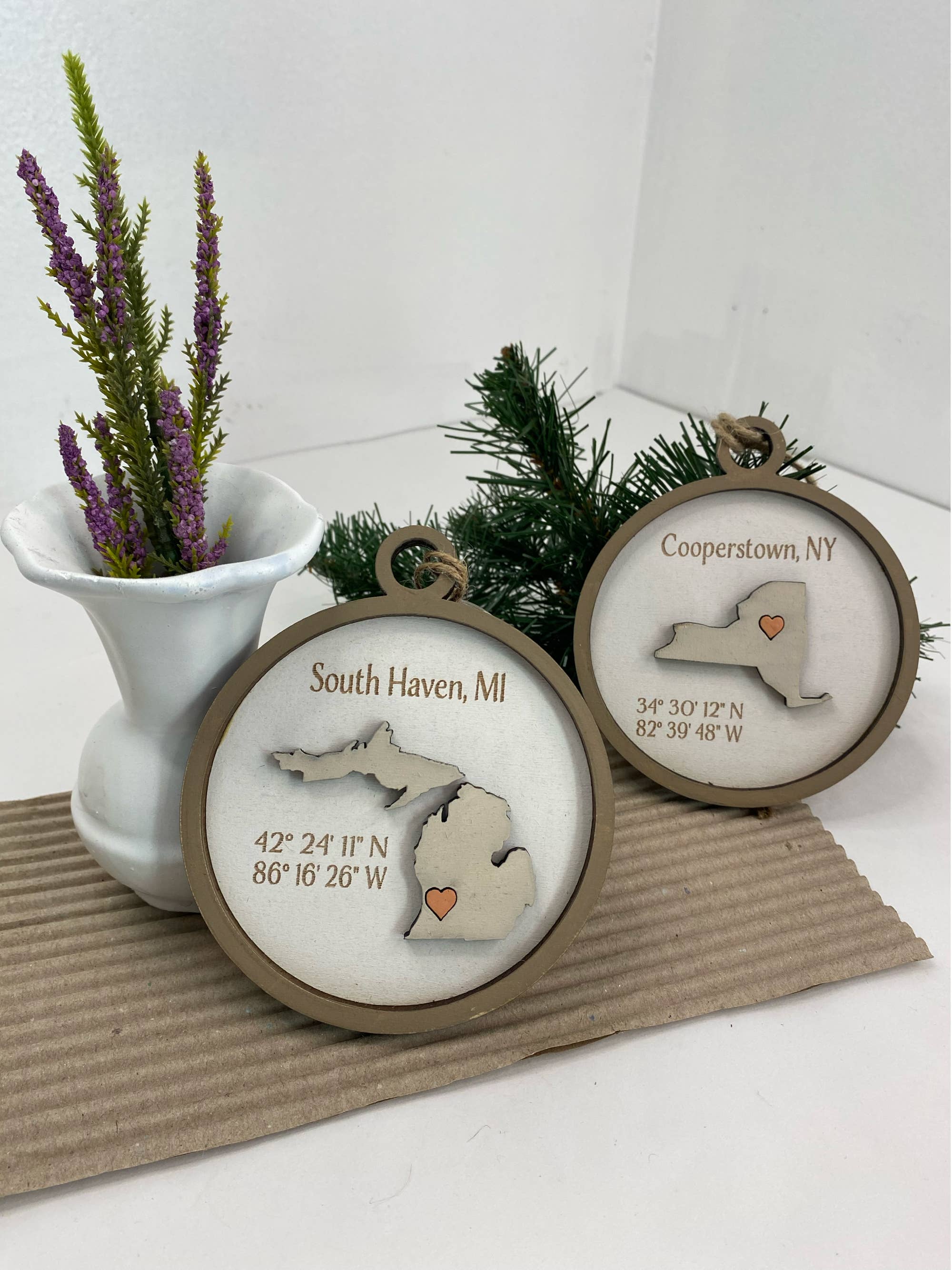 Pine Designs - Wholesale Ornament - Ornament - "Any" City/State Wood Ornament or Gift Tag4