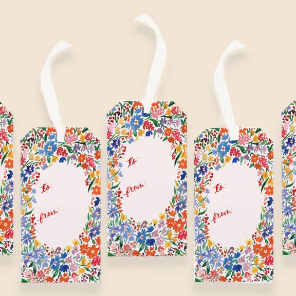 The Scribblist - Wholesale Gift Tag - Colorful Watercolor Floral Hanging Gift Tags - Set of 10