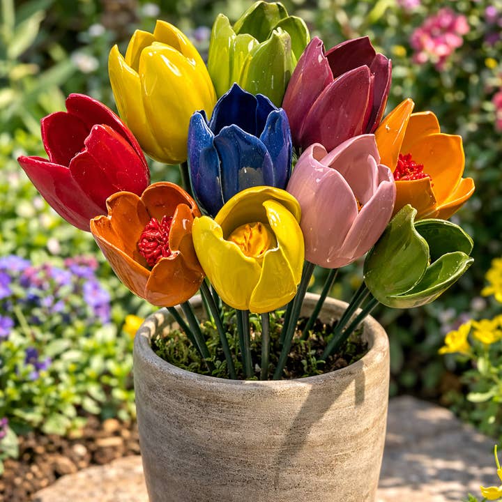 Italian Flower Ceramic Tulip Stem 7cm – Capodimonte per la vendita all'ingrosso da parte di LUEM ART ceramiche e porcellane di Capodimonte Made In Italy