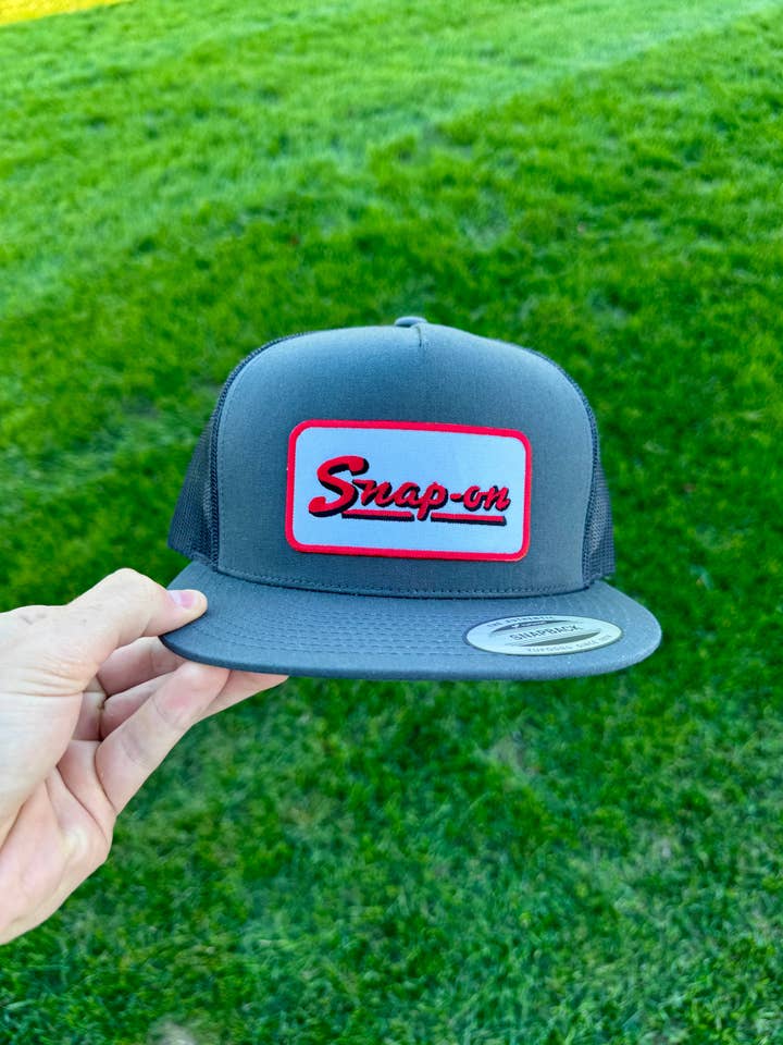 Snap-On Charcoal/Black Snapback for wholesale by River Bent Hat Co.
