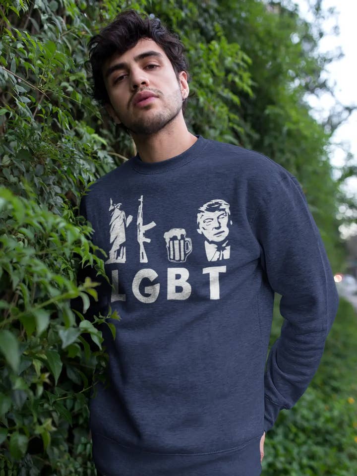 Sudadera estampada para hombre LGBT Liberty Guns Beer French Navy para venta al por mayor de ULTRABASIC