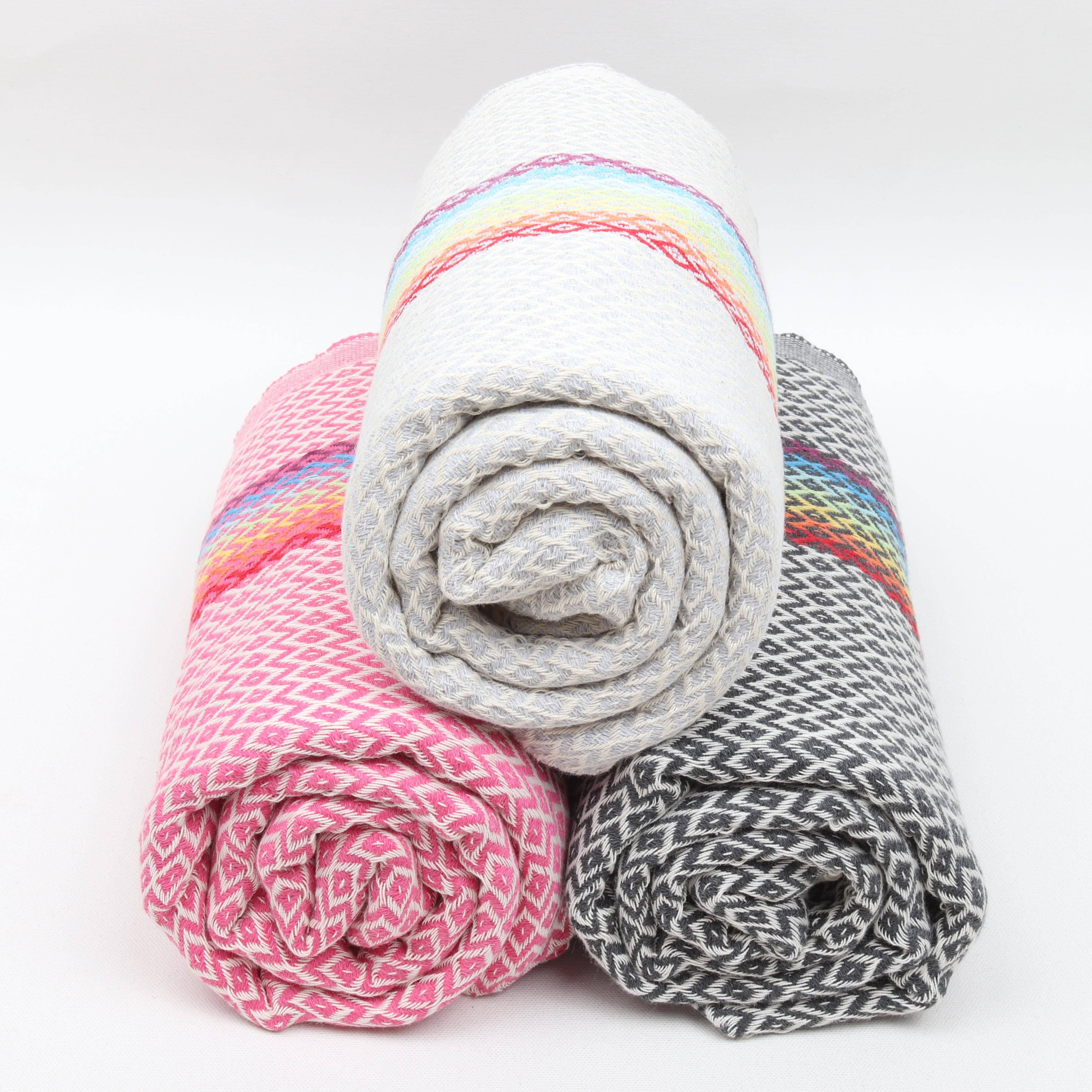 Anatolia Loom - Wholesale Beach Towel - Woven Turkish Cotton Towel with Rainbow Ethnic Detail9
