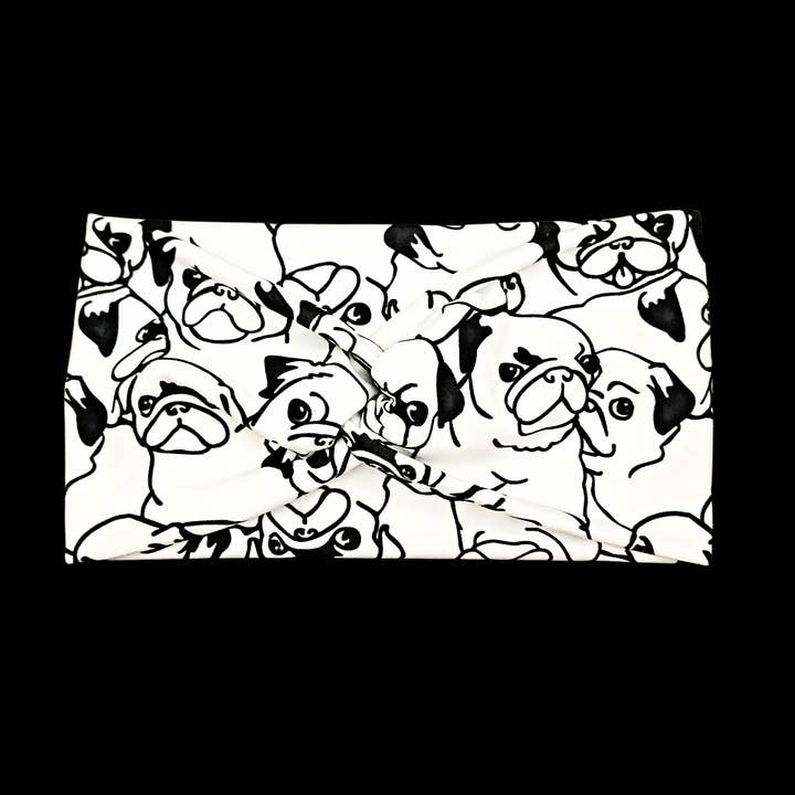 Wide Cartoon Pug Dog Headband for Women for wholesale by Pilboxx