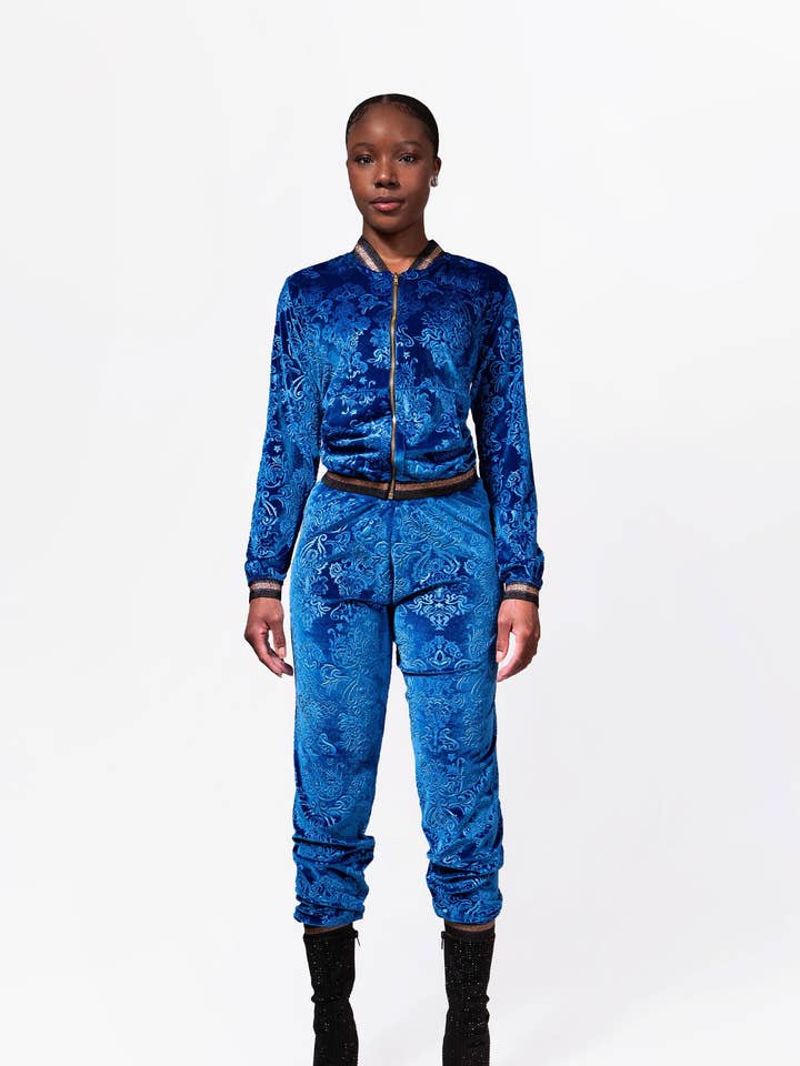 Royalty Velour Tracksuit - Sapphire for wholesale by Maui X Lolita