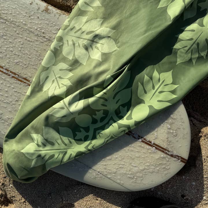 Ulu Olive Towel for wholesale by Misha Hawaii Home