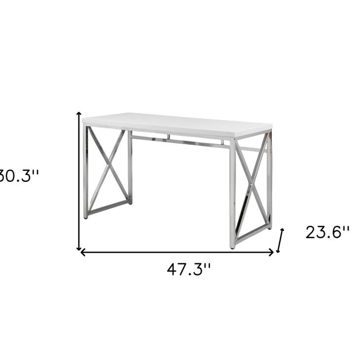 HomeRoots – wholesale Desk drawer – 47" White and Silver Wood and Metal Computer Desk2