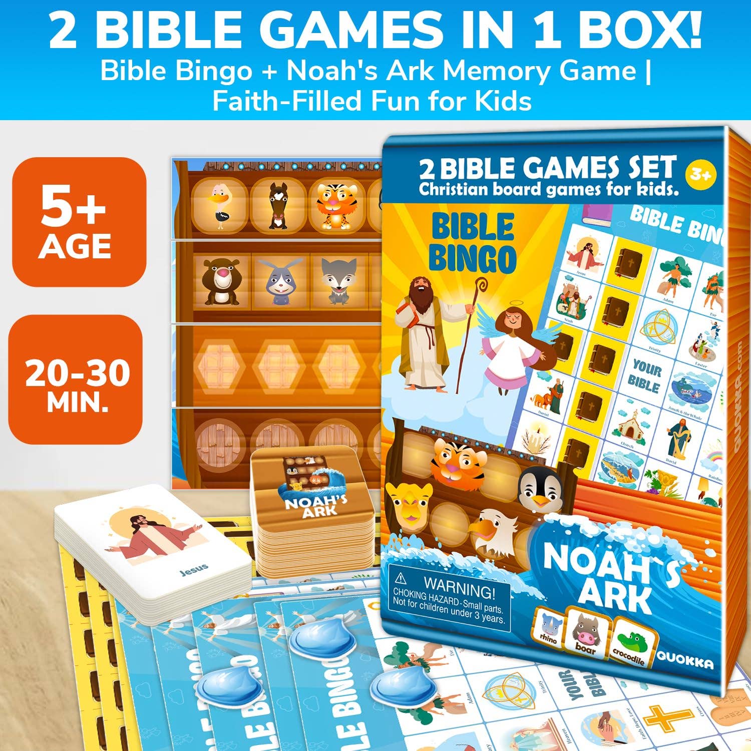 QUOKKA - Wholesale Learning Cards - Kids & Baby - Bible Family Board Games Bingo, Trivia, Noahs Ark1