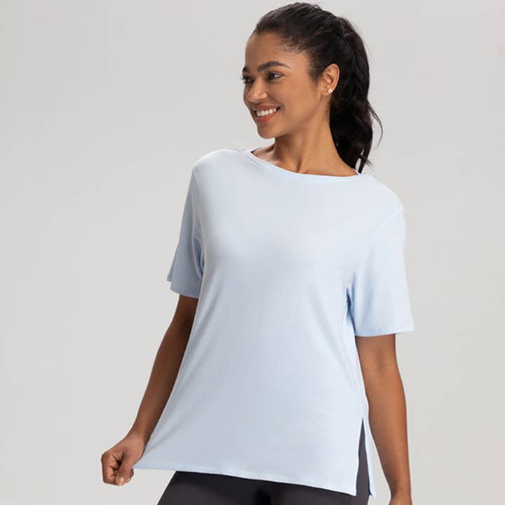 Sodalemon - Wholesale Athletic Top - Women's - Women Loose Quick-Dry Breathable Round-Neck Yoga T-Shirt4