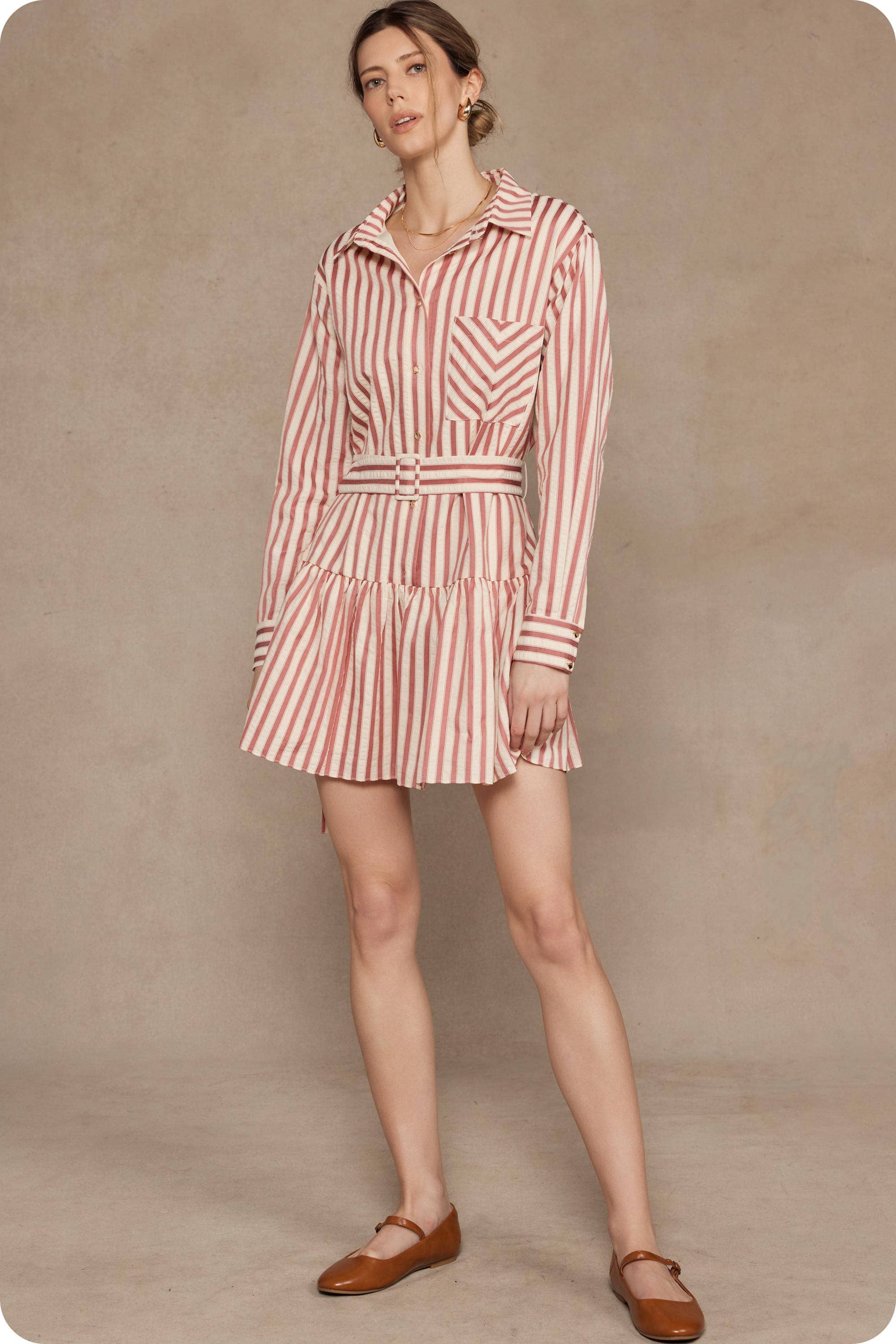 Strut & Bolt - Vendita all'ingrosso Vestito - Donna - Abito mini a righe con bottoni6