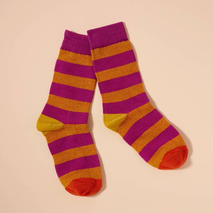 Assorted Colorful Striped Crew Socks – 4 Pair Pack for Christmas Gift for wholesale on Faire2