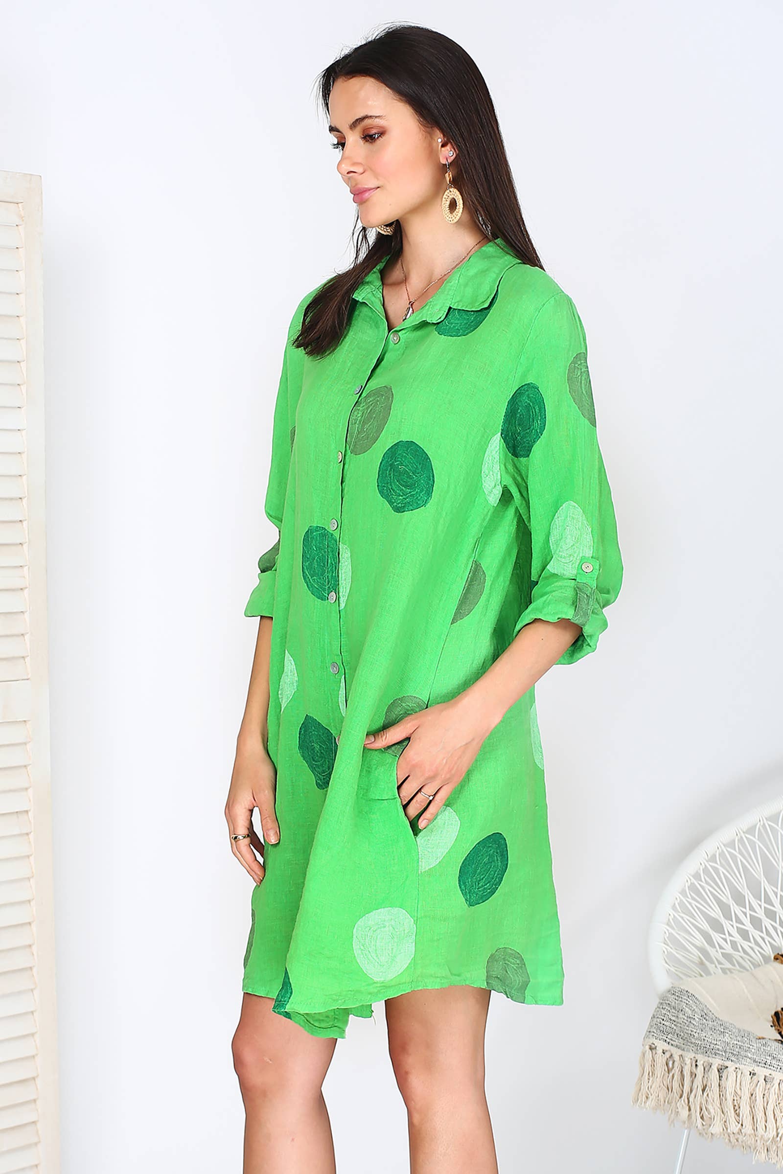 ORNELLA PARIS – Großhandel Kleid – Damen – LEL-R197A Leinenkleid1