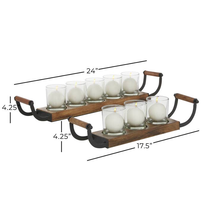 UMA Home Decor - Wholesale Candle Holder - Traditional Brown Wood Candelabra Set