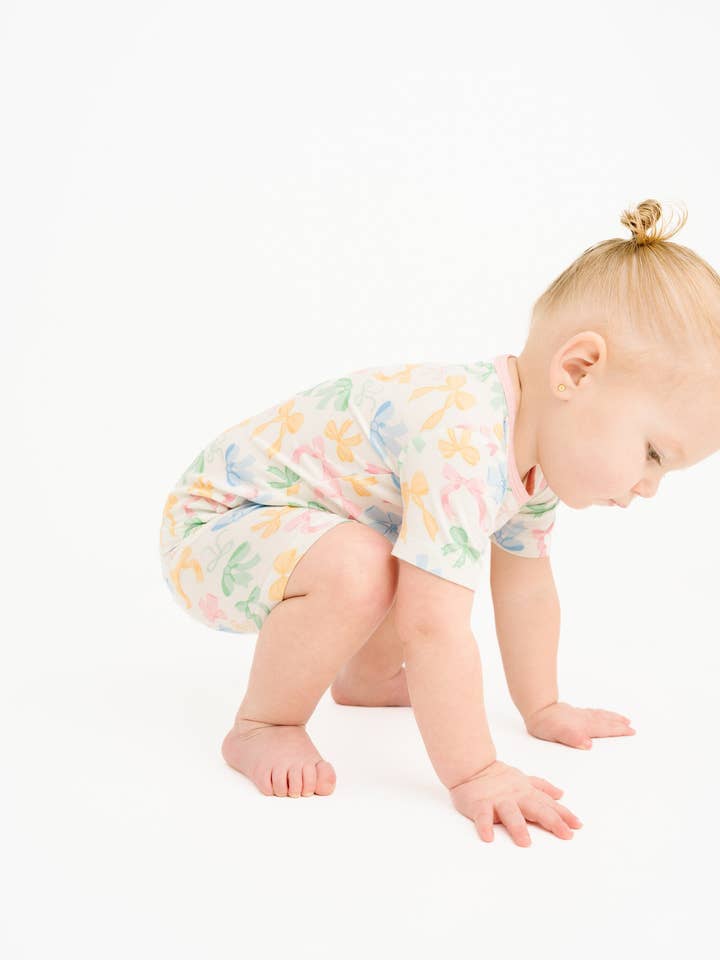 Little One Shop - Wholesale Top & Short Set - Kids - Pastel Bow Bamboo Shorts Set3