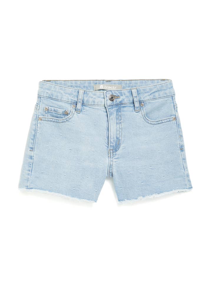 JACQUARD JEANSSHORT MET RAFELZOOM VOOR MEISJES/22450-1-N1CR voor wholesale door Tractr Jeans
