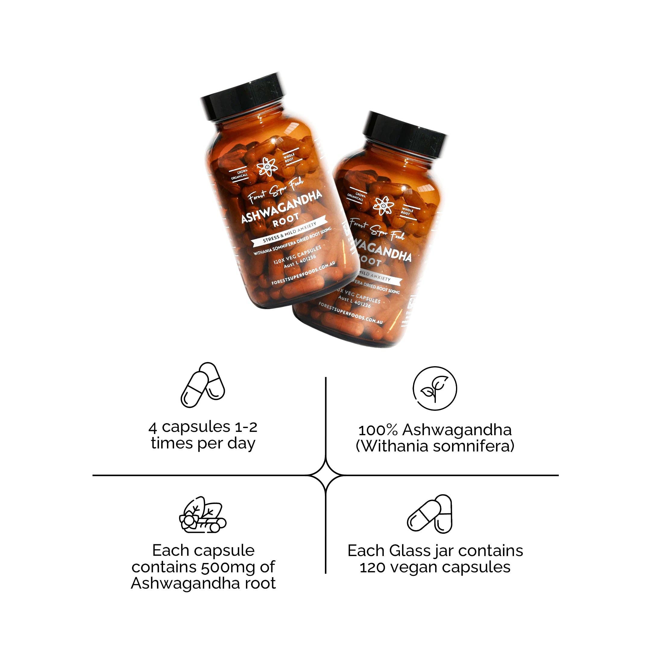 Forest Super Foods – Engroshandel Kosttilskud og vitaminer – Rene Økologiske Ashwagandha Kapsler7