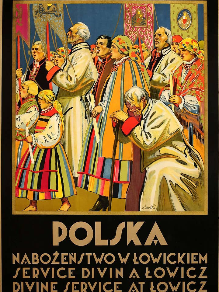 Polska Poland Divine Service At Lowicz by Stefan Norblin - 1925 for wholesale by Flashback Shop