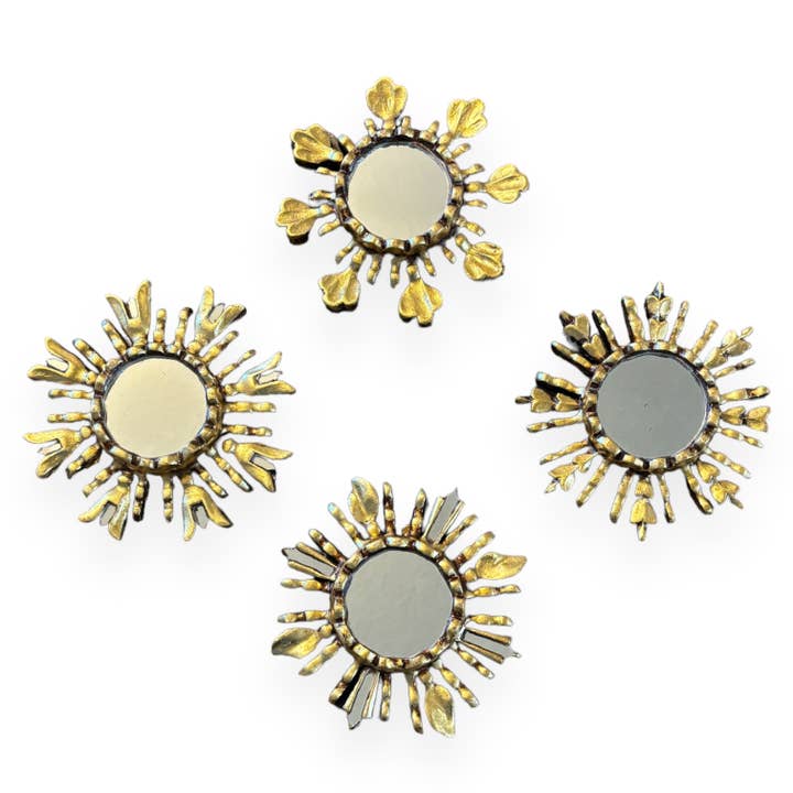 Zoe Artcrafts - Wholesale Wall Mirror - Peruvian Sunburst Mirror 6” Gold - Home Decor Wall Art