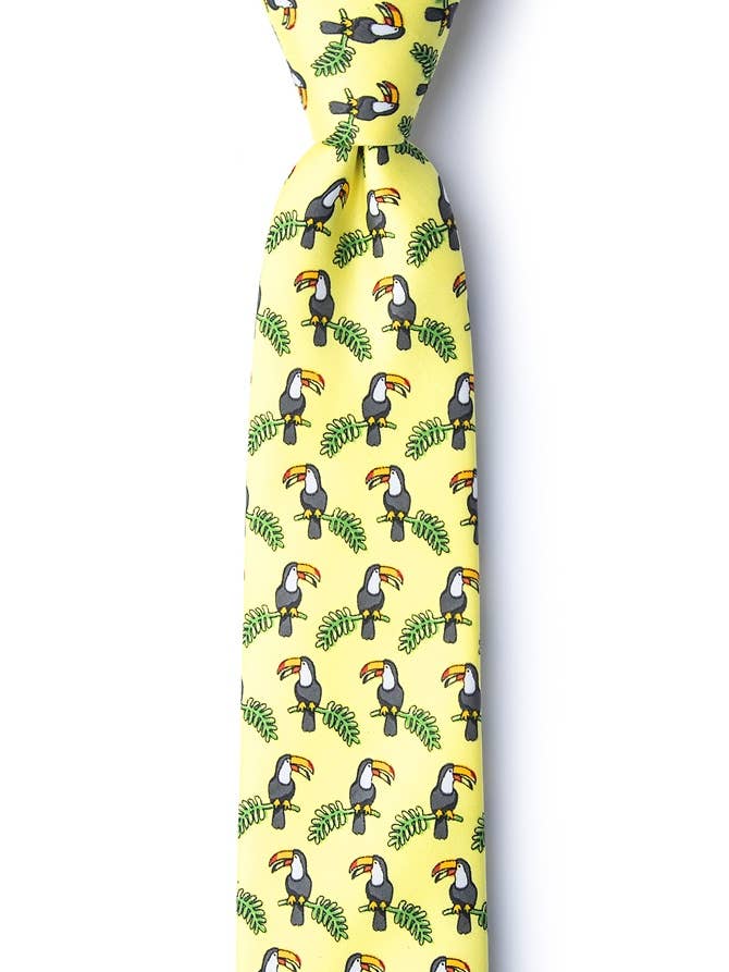 Tukaner Skinny Slips af Vilde Slips - Gul Microfiber for engroshandel hos Wild Ties