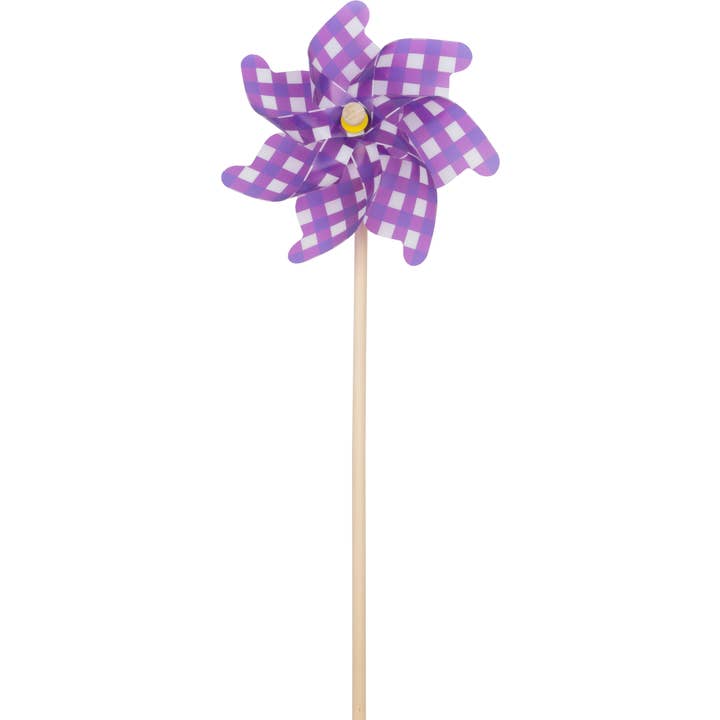 A29577: Dark purple plastic pinwheel w/wht polka dots 21in for wholesale by Silver Tree Home & Holiday