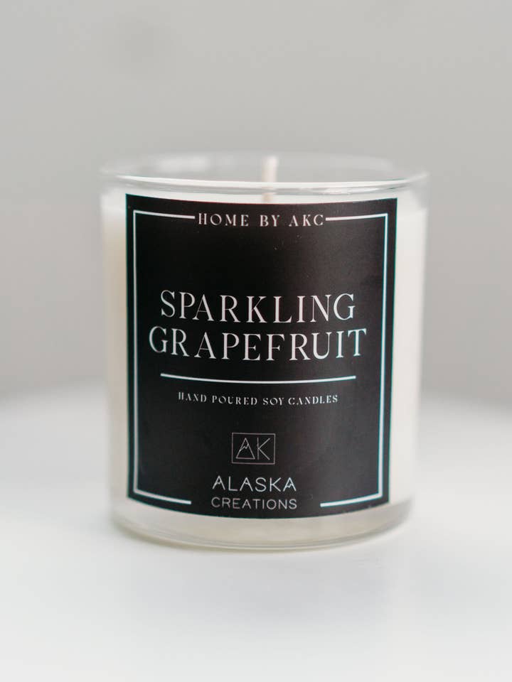 12oz Hand-Poured Sparkling Grapefruit Soy Candle for wholesale by Alaska Creations
