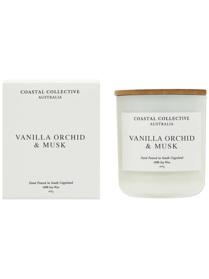 VELA XL DE ORQUÍDEA DE VAINILLA Y ALMIZCLE para venta al por mayor de Coastal Collective Australia