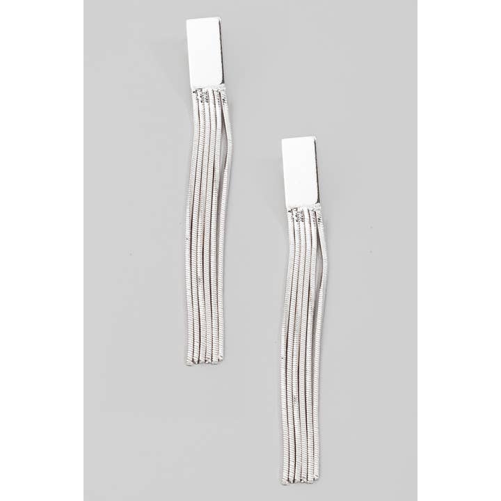 The Looks by Fame Accessories - Wholesale Dangle Earrings - Long Box Chain Fringe Earrings
