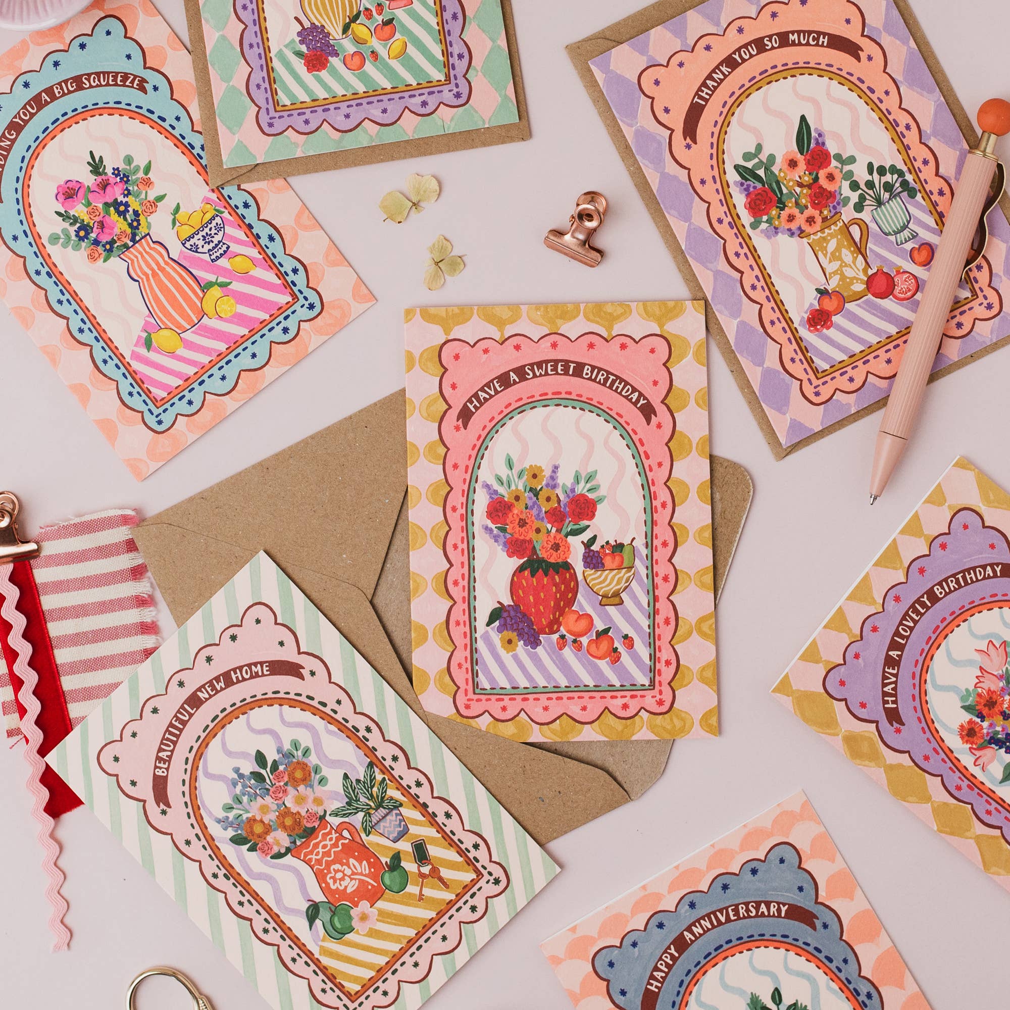 Jessie Maeve Studio - Wholesale Valentine's Day Card - Maximalist Valentine's Day Card - Fruit and Flowers 1