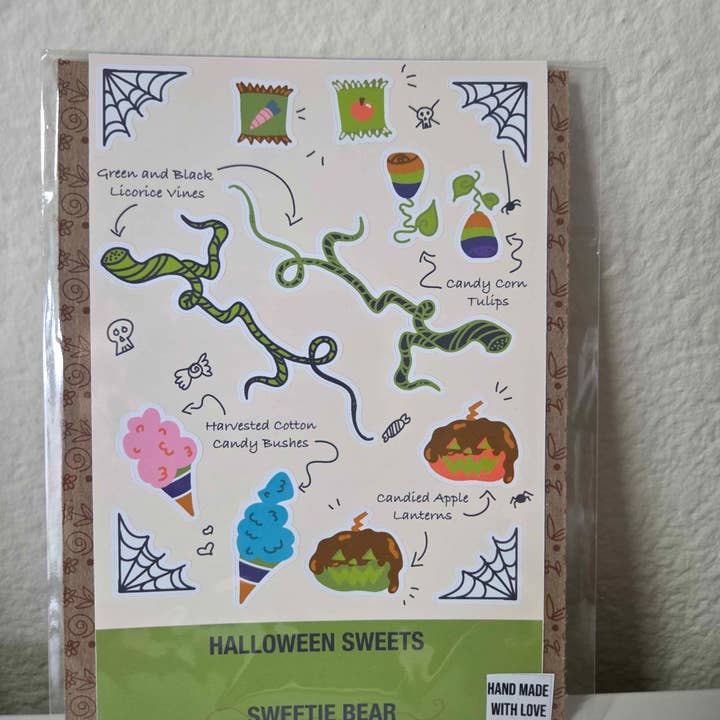 Danielle Fish Illustrations - Wholesale Sticker - Halloween Sweets Sweetie Bear Matte Sticker Sheet1