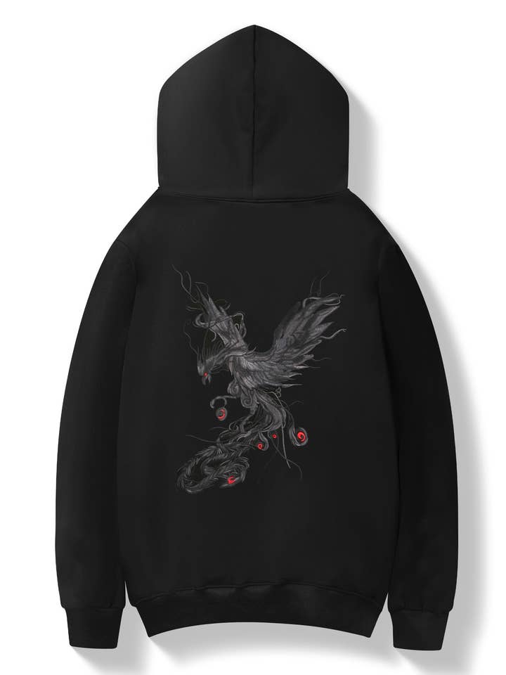 KH9011 Striking Phoenix Embroidery Hoodie for wholesale by niepce