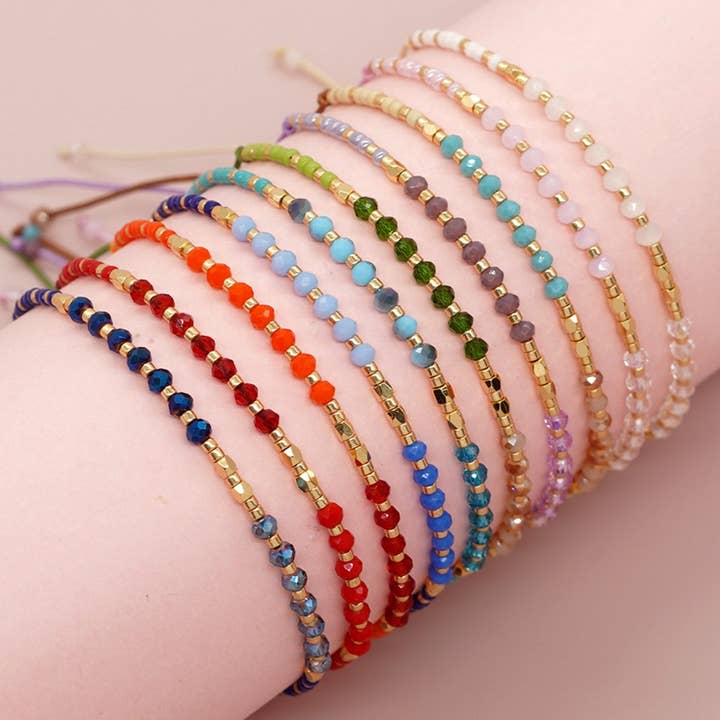 GRADIENT COLOR CRYSTAL FLAT BEAD BRACELET_CWMM3816 for wholesale by ACCITY