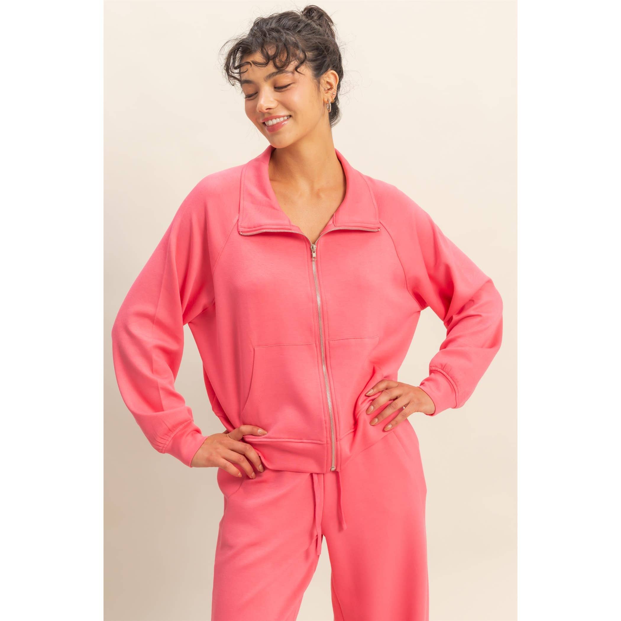 HYFVE – wholesale Jacket – Women's – Double Knit High Neck Long Sleeve Zippered Jacket32