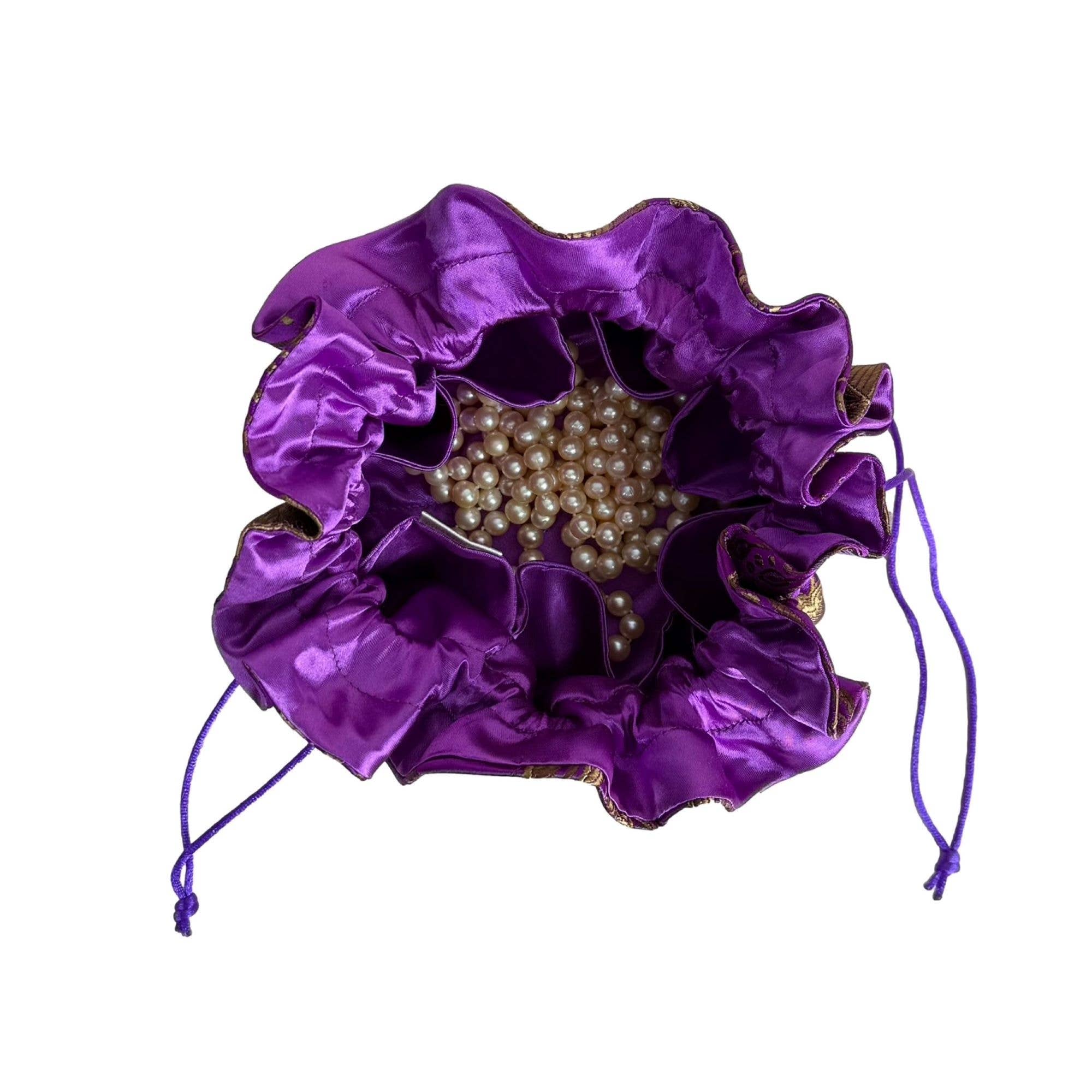 Cathayana – wholesale Påse - Dam – Snäckskal Brokad Dragsko Smyckespåse1