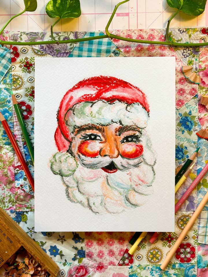 Retro Santa | 8x10 Print for wholesale by Everyday Antonia Mae