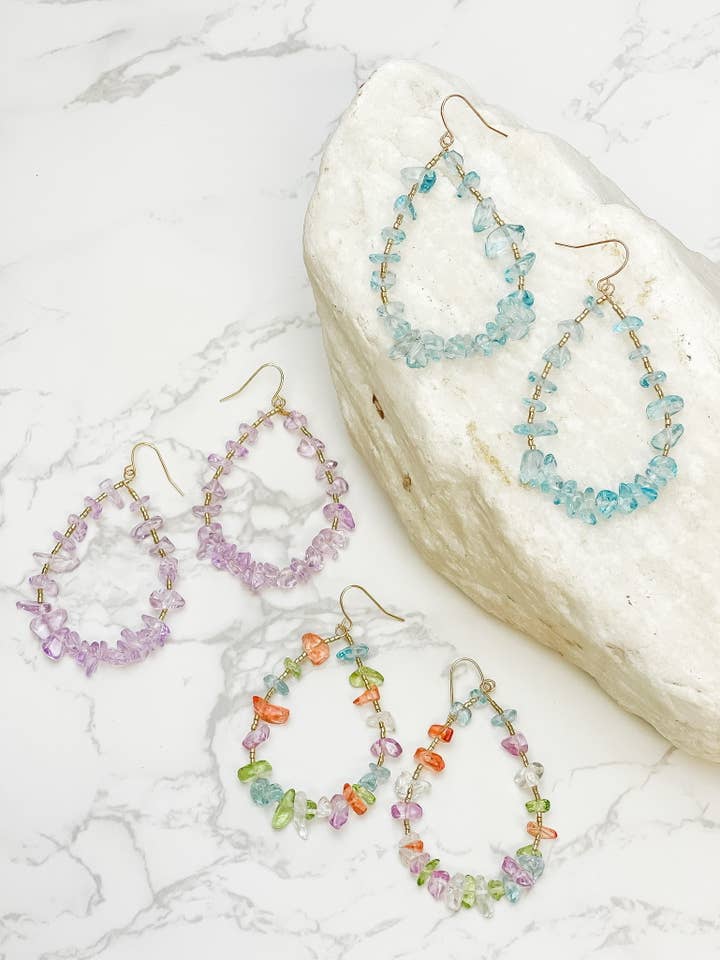 Oval Chip Beaded øreringe for engroshandel hos Prep Obsessed Wholesale