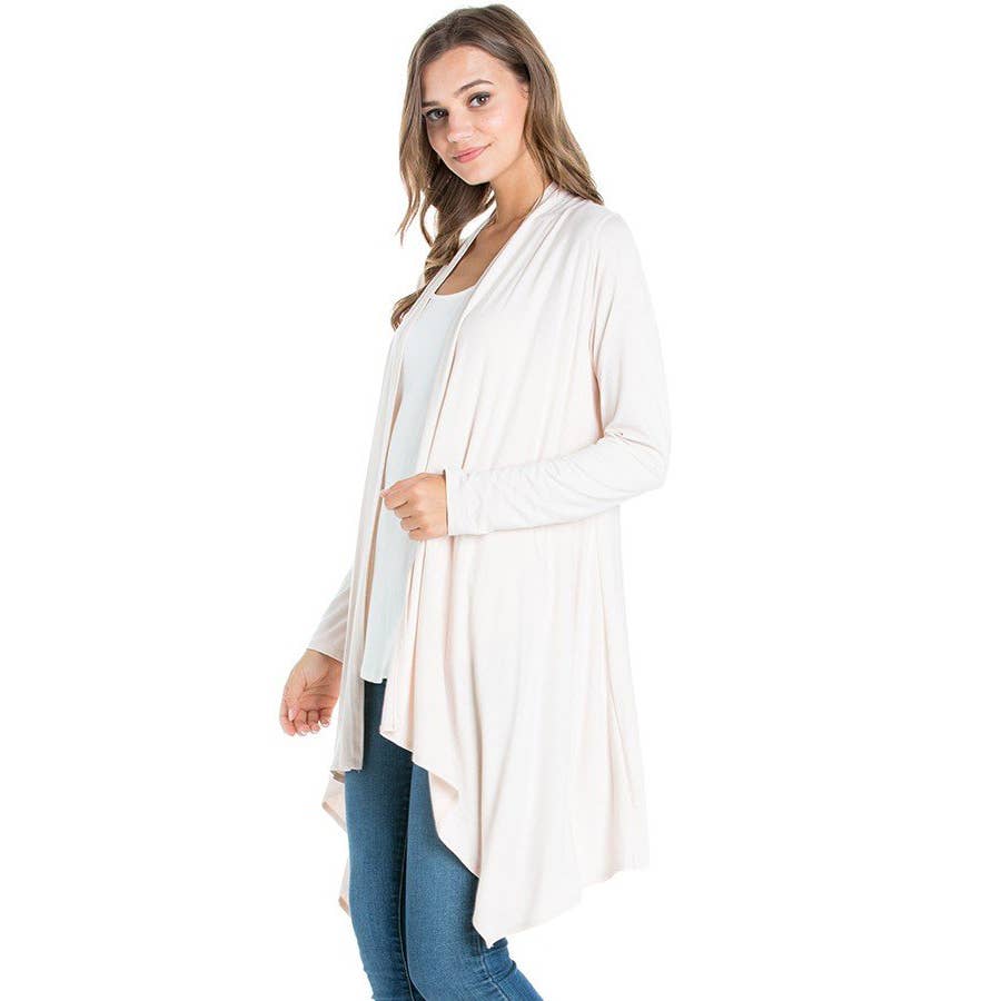 Azules Clothing – Großhandel Strickjacke – Damen – AJK-3006RS Langärmeliger Cardigan mit offenem Vorderteil und Wasserfallausschnitt34