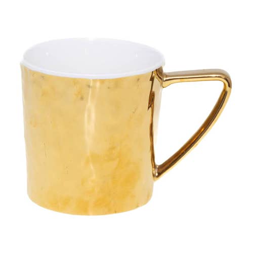 AULICA - Wholesale Coffee Mug - White and Gold Porcelain Mug 340ml0