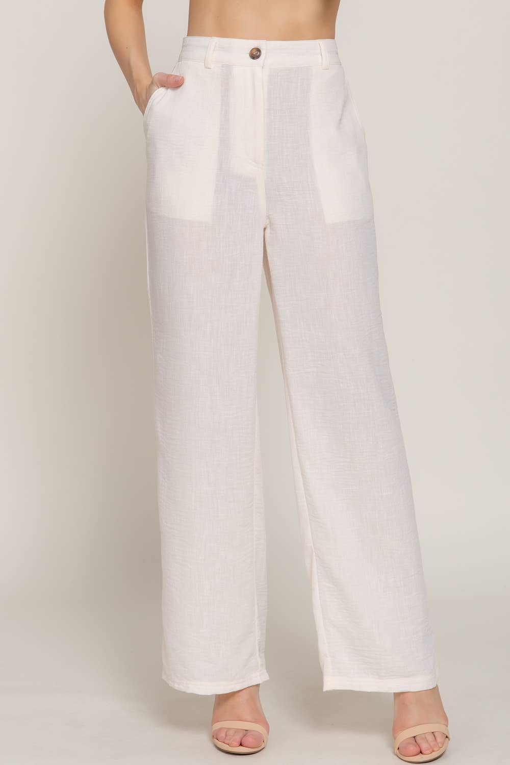 Active Basic | Active USA - Wholesale Pants - Women's - Straight Woven Linen Effect Long Pants13