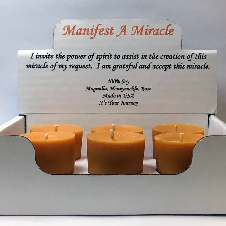 It's Your Journey LLC - Wholesale Votive Candle - Manifest A Miracle 6 Pack