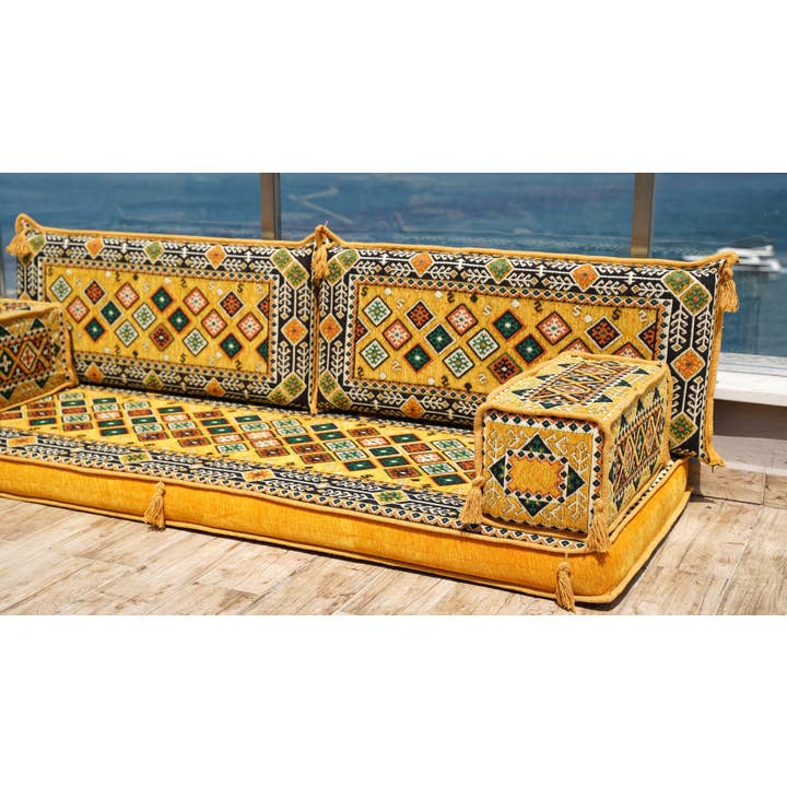 Arabic Sofa - Wholesale Bank - Gele sectionele bank, terrasbank, Arabische majlis