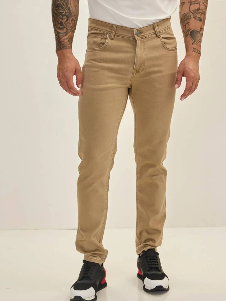 Men's Super Soft 5-pocket Style Pants - Milk Brown for wholesale by Ron Tomson