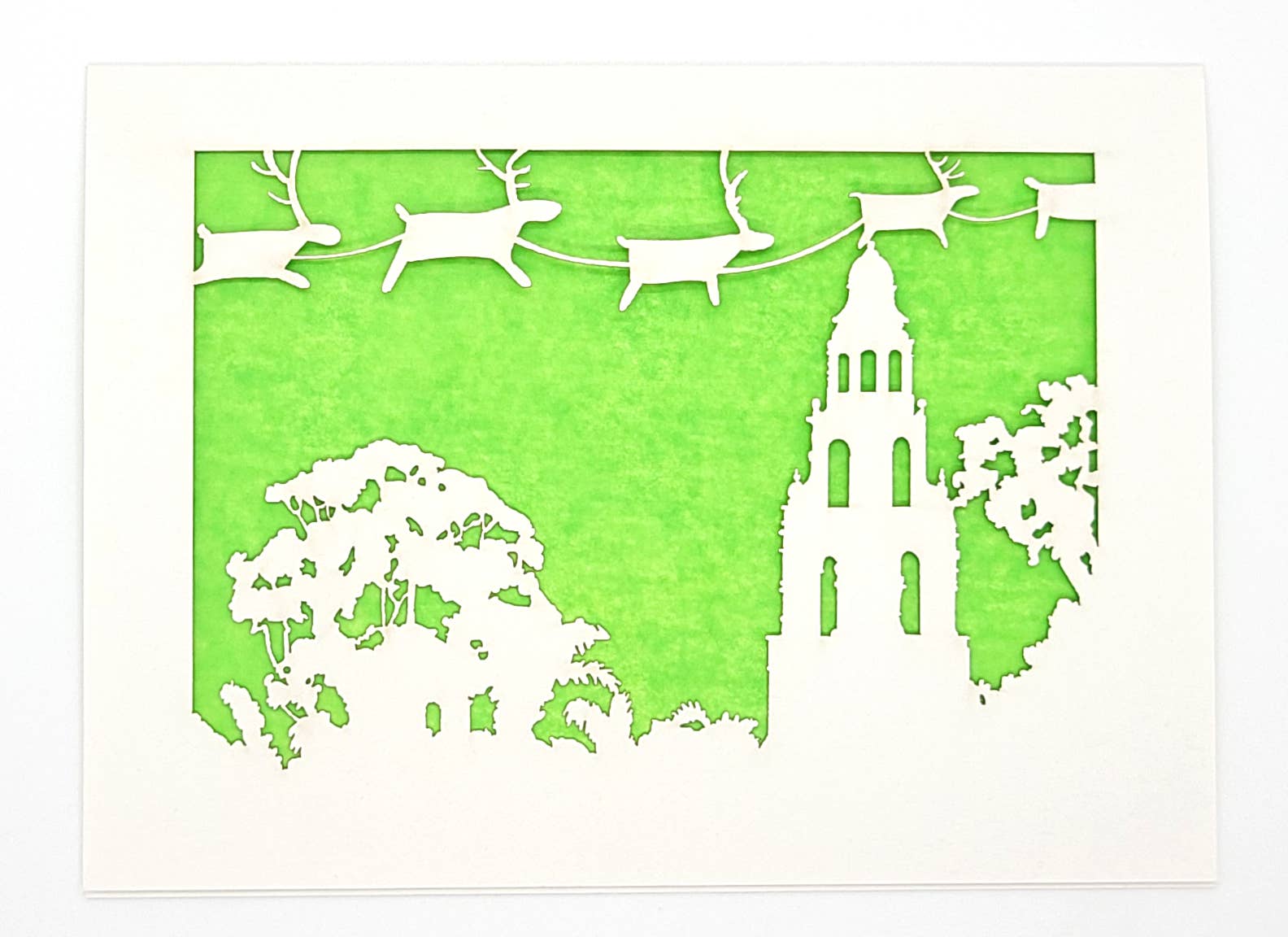 two hermanas – Großhandel Weihnachtskarte – Weihnachtsgrußkarte „Rentier over Balboa's Tower“4