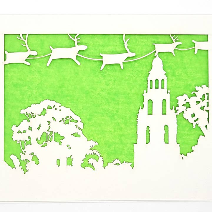 two hermanas – Großhandel Weihnachtskarte – Weihnachtsgrußkarte „Rentier over Balboa's Tower“4