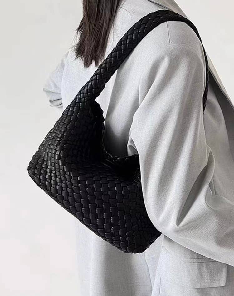 Sook Stainable - Wholesale Shoulder Bag - Women's - Vegan Leather Woven Shoulder Baguette Bag2