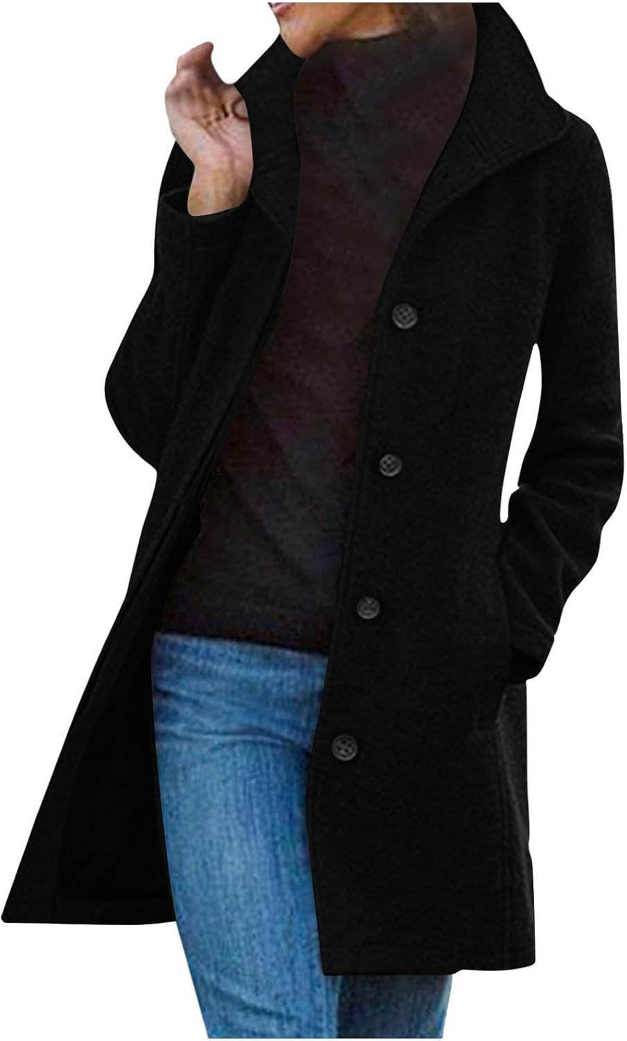 Rosa Clothing - Wholesale Coat - Women's - Classic Lapel-Collared Button-Down Coat6
