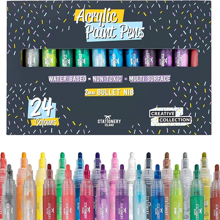 Penne acriliche, pennino da 2 mm, set da 24 per la vendita all'ingrosso da parte di MRZ Wholesale