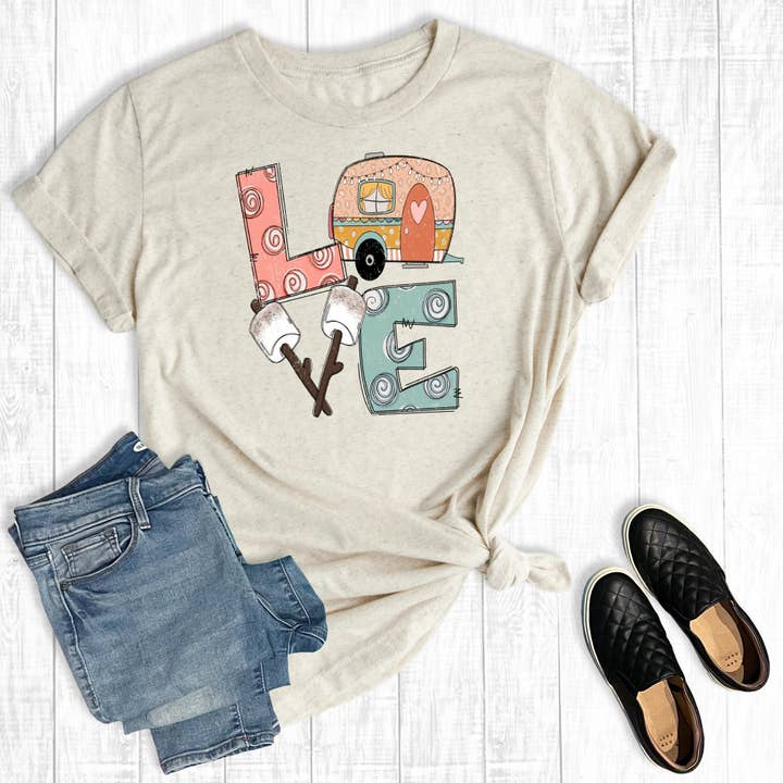 Camiseta Gráfica Summer Vacation Love Camping por atacado de The Way Down South