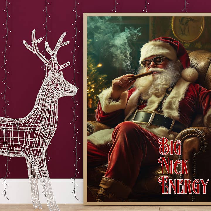 Big Nick Energy Poster Home Decor Quote Santa Christmas Wall Prints for wholesale by House of Binky