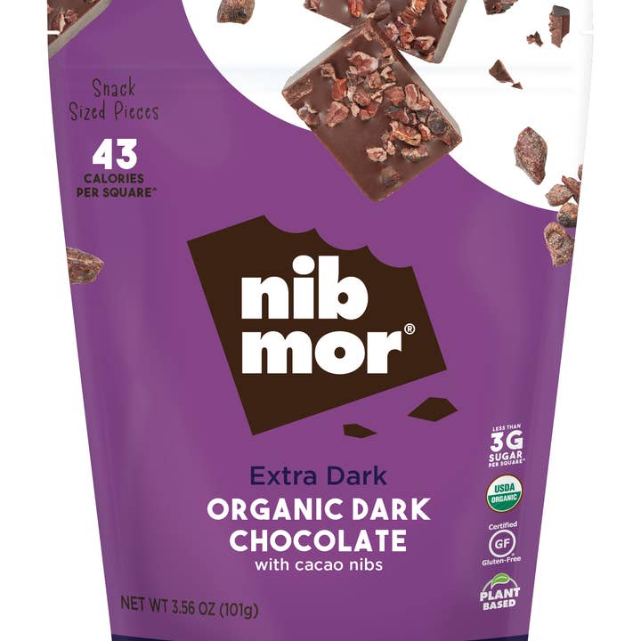 Organic Snacking Bag - Extra Dark 80% Cacao with Nibs - 6ct for wholesale by nib mor