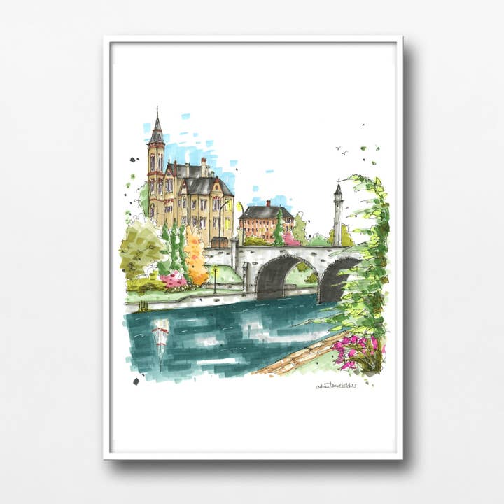 Court of Justice from Avon River, Stratford, Ontario for wholesale by Downtown Sketcher