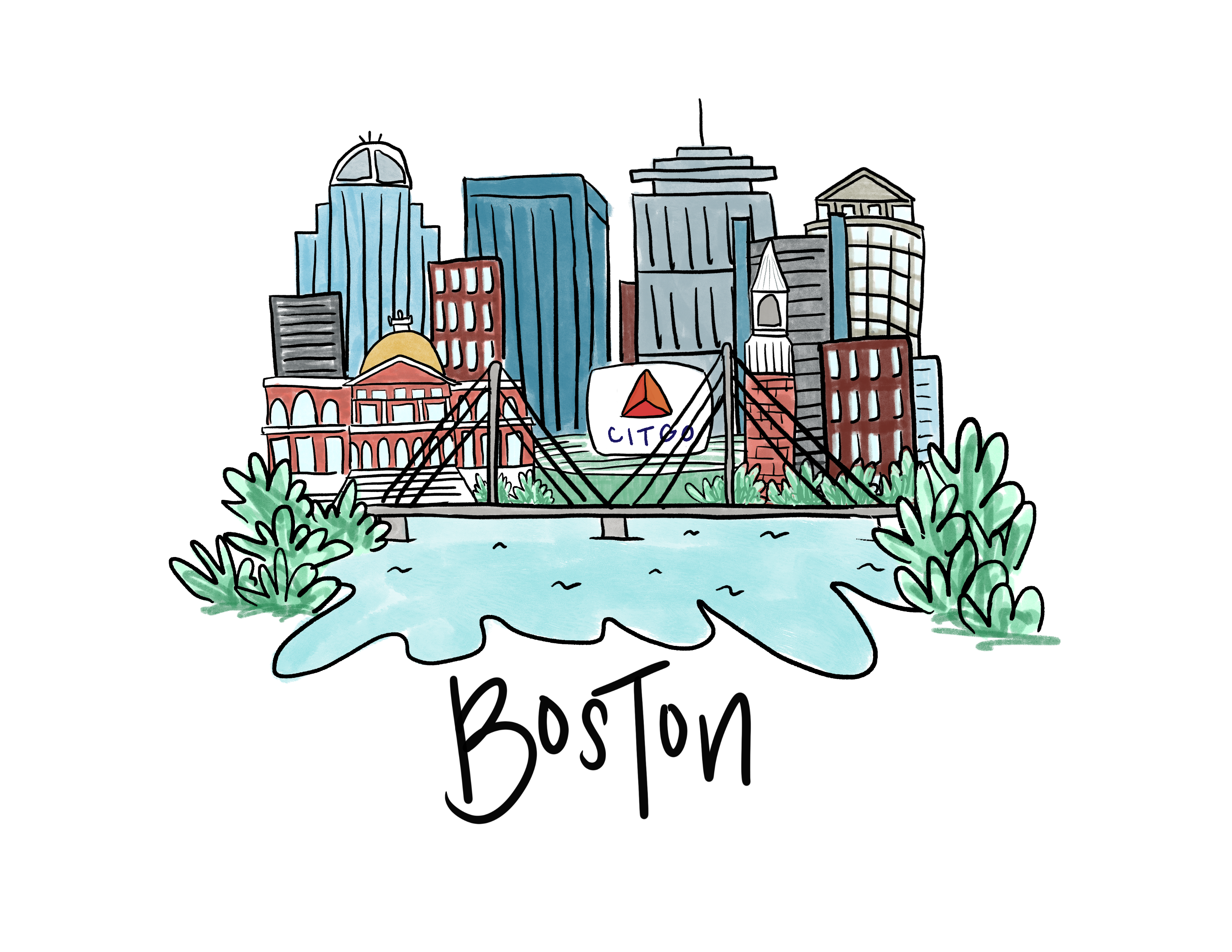 Anna Whitham Co. - Wholesale Stationery/Notecard Set - Boston Notecard Set | Skyline | Cityscape | 1